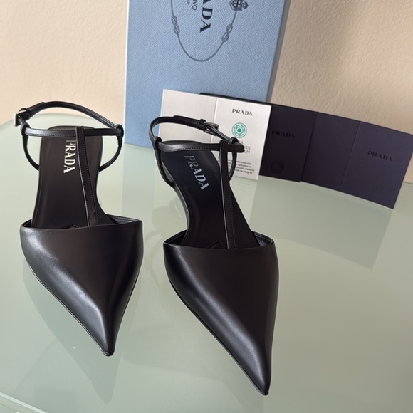 NIB PRADA Modellerie Pointed toe kitten Heel Slingback PUMP/shoes 8-8.5 US/38.5 - Picture 2 of 16